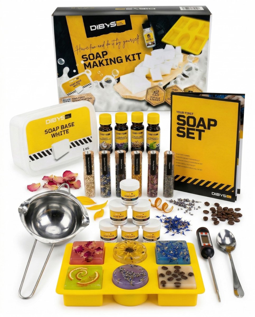 DIBYS - Zeep maken voor kinderen en volwassenen - Zeepmaak kit - Op basis van Witte Glycerine - 1 KG - Cadeau - Geschenkset