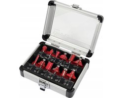 YATO 12-delig Professionele Frezenset – YT-68006 – Houtfreesjes 6mm Schacht – Hardmetaal Widia met Glijlagers – In Alumnium Koffer