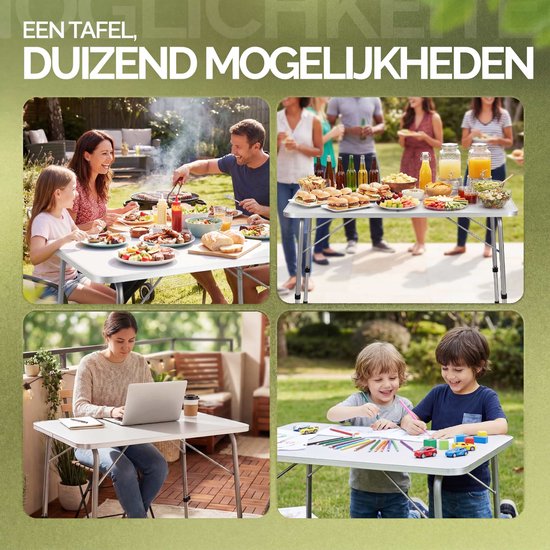 Casaria Campingtafel - Inklapbaar Verstelbaar 80 x 55 cm - Zilver Wit van Casaria — afbeelding 5