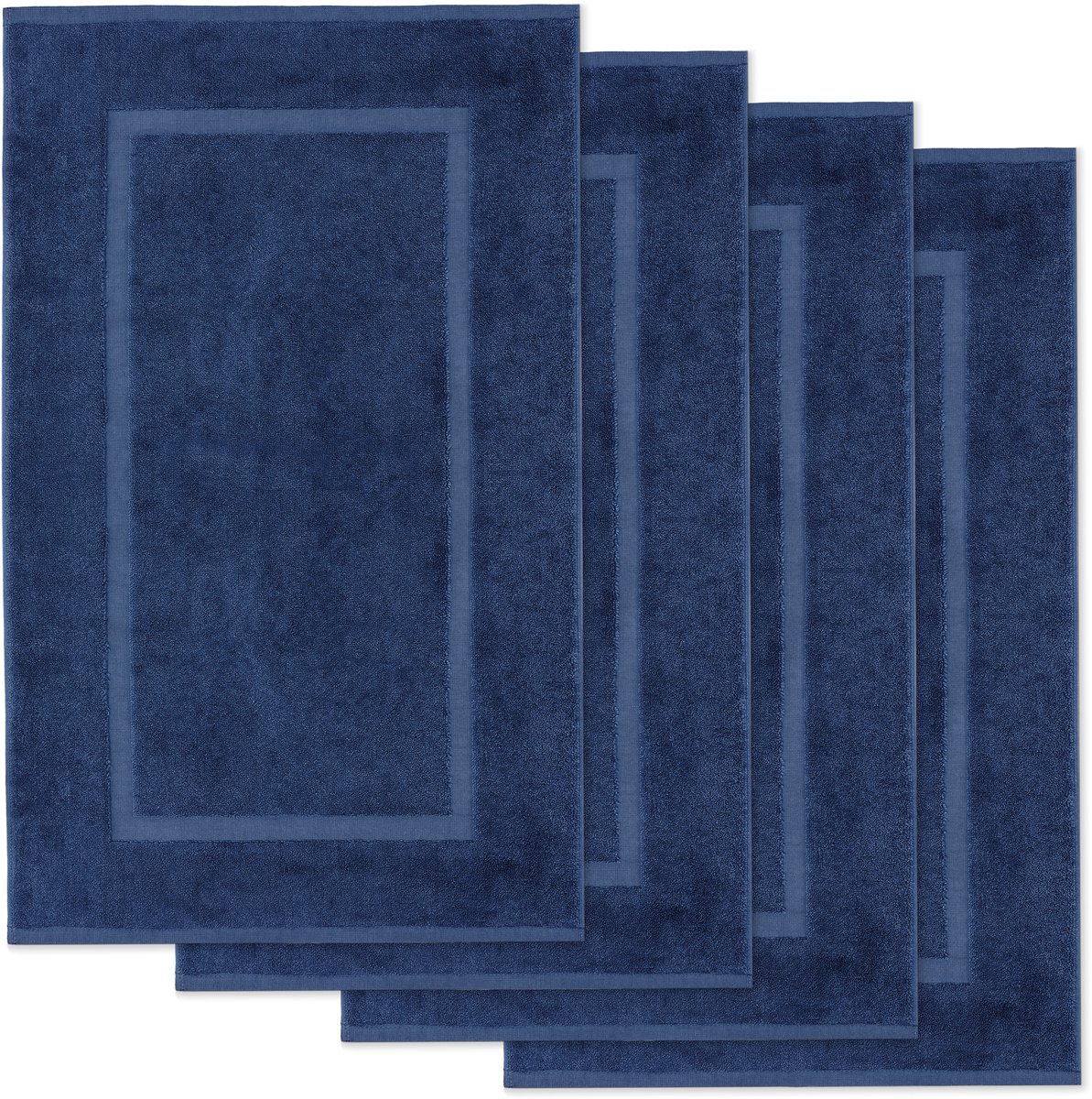 Lavea® Set van 4 Badmatten 50x80 cm Zacht en Absorberend – 100% Katoen, Wasbare Badkamermatten – Ideaal als Douche- of Badmat - Marineblauw