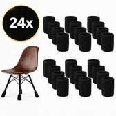 Korte Stoelpoot Sokken set van 24 stuks (Zwart) – 5cm – Elastische Beschermers – Stoelbeschermer – Stoelsokjes met vilt - Stoelpootbeschermers - Stoelpootdoppen - Stoelsokken