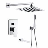 ITRONIQ Inbouw Regendouche 30x30 CM - Complete Doucheset Met Handdouche en Baduitloop - RVS Regendouche - 3 Functies - Chroom