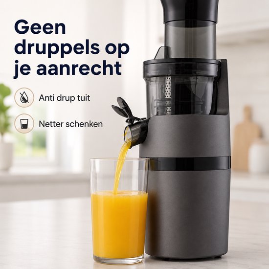 V&M Healthy Slowjuicer - 800 ml sapbeker - BPA vrij - Brede XL 78mm invoer - Antraciet van V&M — afbeelding 4
