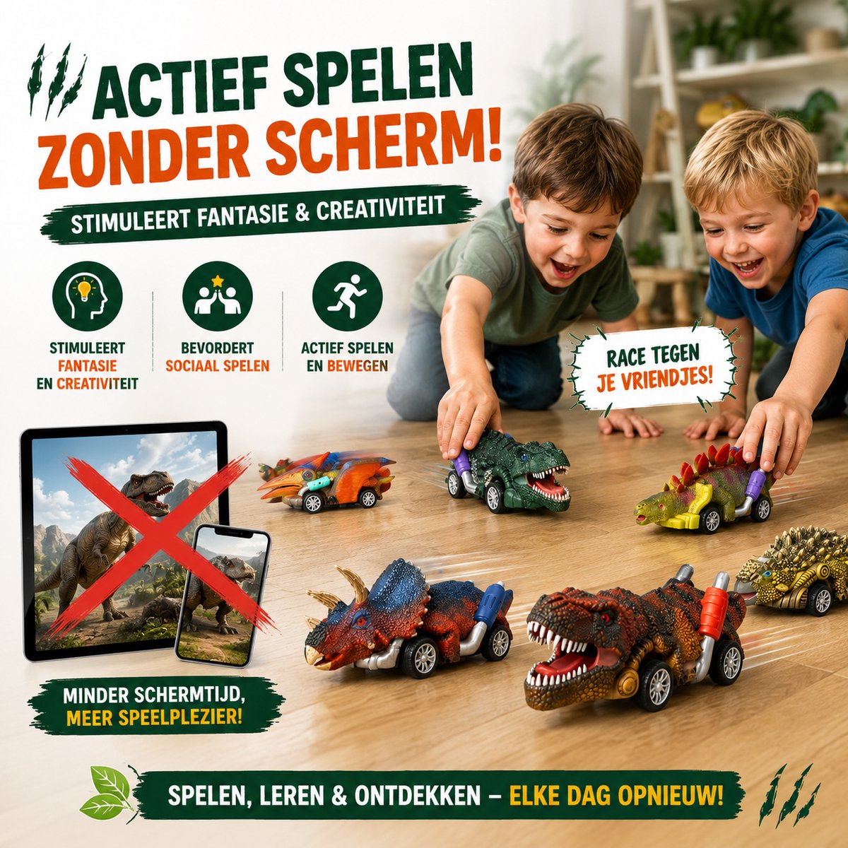 Dinosaurus auto speelgoed jongens 6st - Jurassic Speelgoed autos jongens speelfiguren - Peuter speelgoed 1 jaar Kleuter speelgoed 2 jaar - Dino speelgoed auto Dinosaurus speelgoed 3 jaar kinderen - Jongens speelgoed 4 jaar - Meisjes speelgoed 5 jaar — afbeelding 5