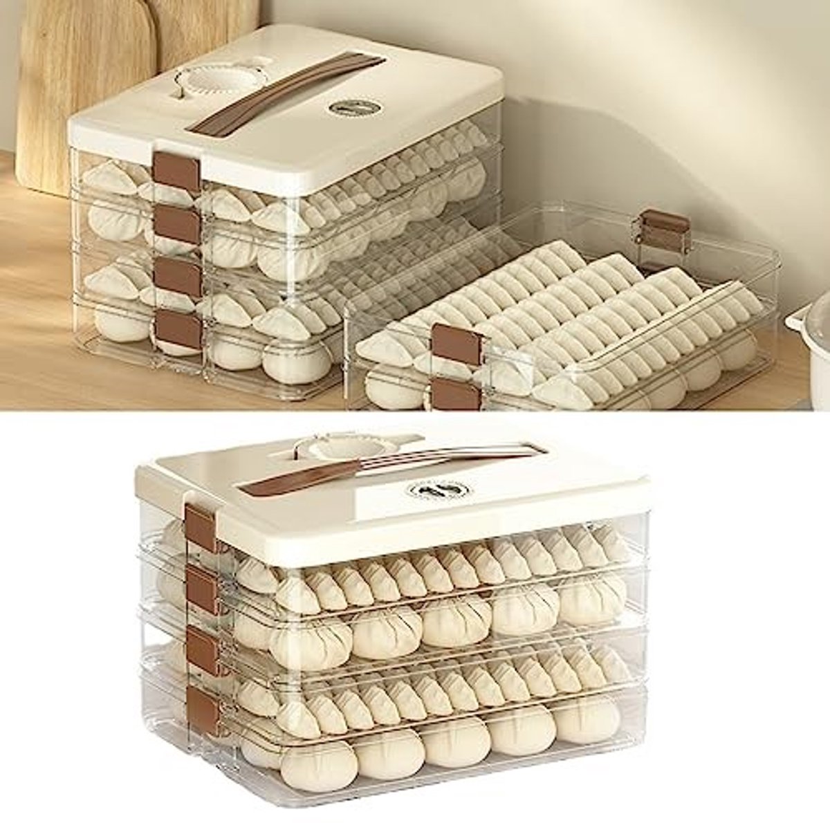 Dailygoods- Deegopbergdoos Hoge Capaciteit - Voedselcontainer - 4 Lagen - Transparant - Draagbaar - Houdt Voedsel Vers