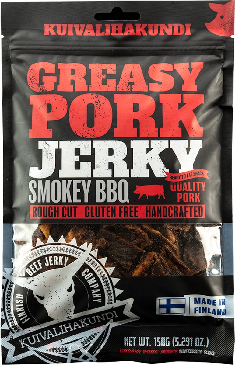Kuivalihakundi Greasy Pork Jerky - Smokey BBQ - 150g - Beef jerky