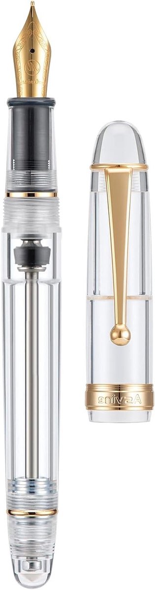Transparante Vulpen met Fijne Nib, Acryl, Grote Capaciteit en Cadeaubox - Perfect voor Schrijven en Gift