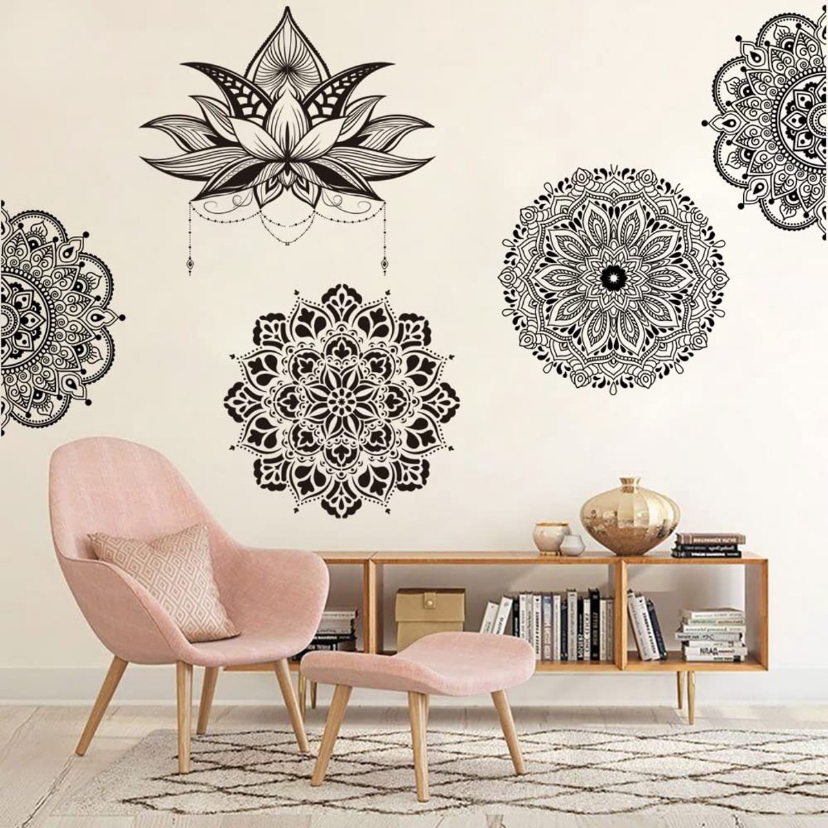 VLEMICO- Muursticker Mandala Bloem - Wanddecoratie Woonkamer - Wanddecoratie Slaapkamer - Wanddecoratie Kinderkamer - Vinyl Muurstickers - Eenvoudig aan te brengen