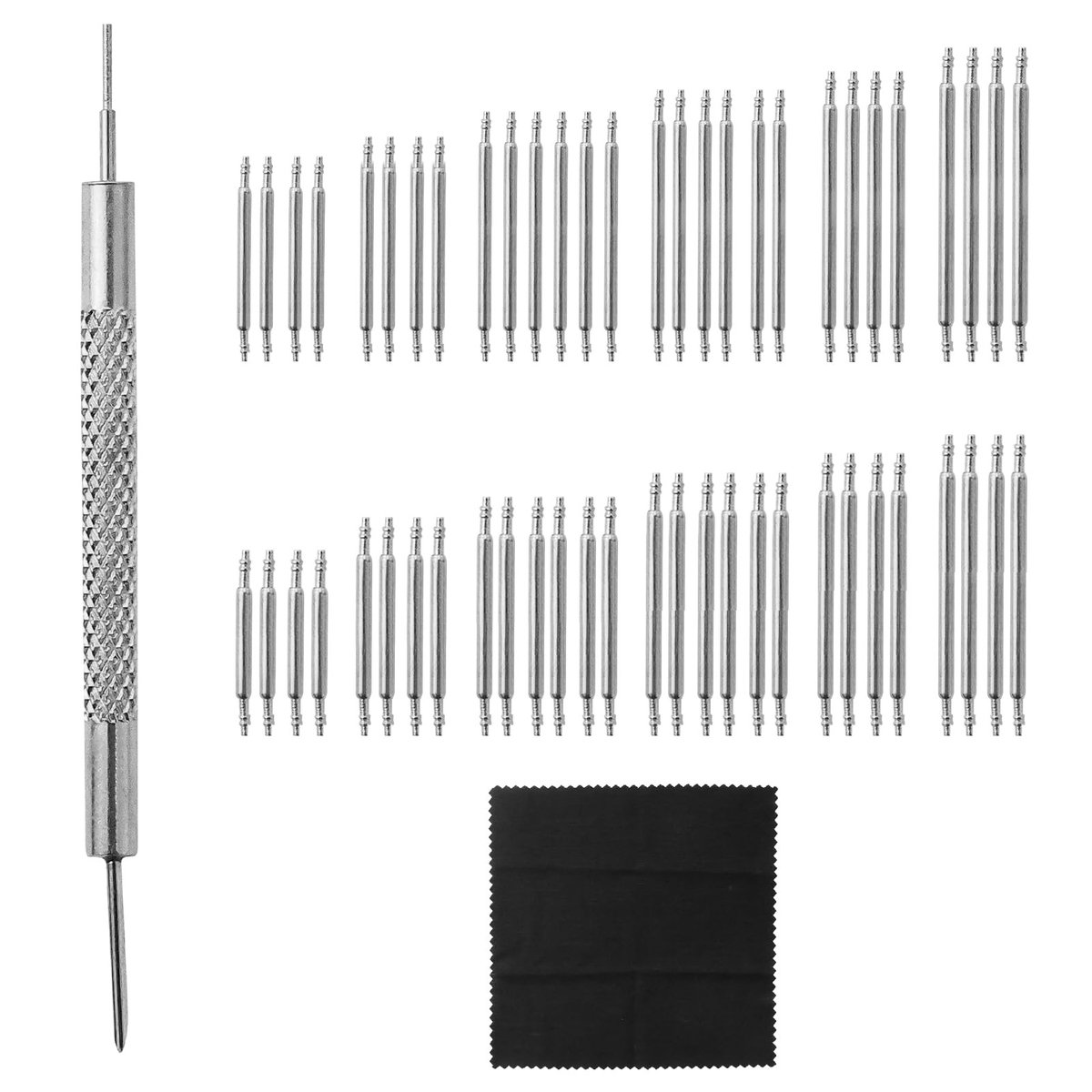 VLEMICO- Horlogepennen Set 144 Stuks - Roestvrij Stalen Veerpennen - 18 Verschillende Maten - Horloge Gereedschap - Professionele Reparatieset - Inclusief Reinigingsdoek