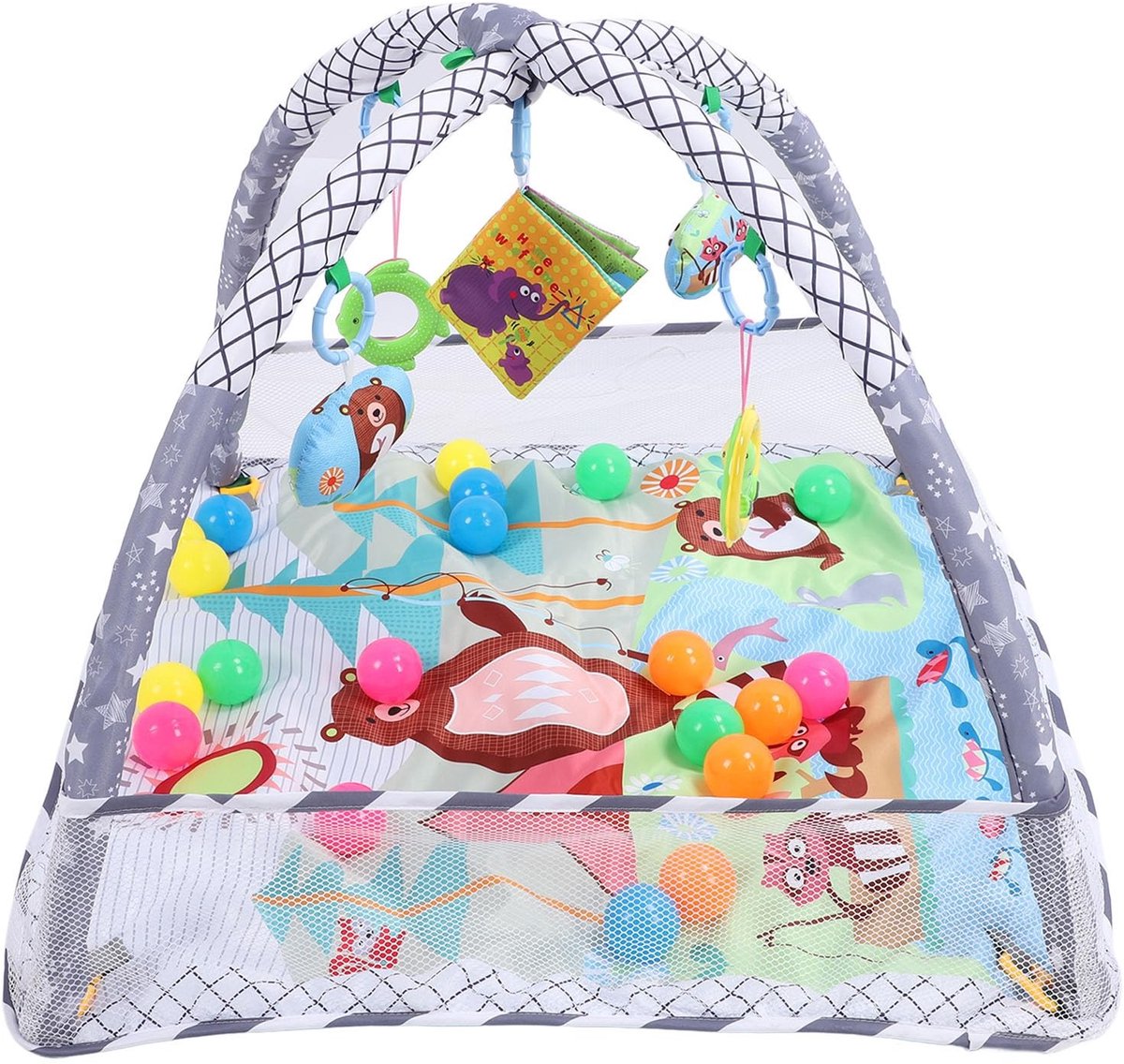 VLEMICO- Babyspeelkleed met Boog - Speelmat Baby - Opvouwbaar Speeltapijt - Kruipmat voor Peuters - Ontwikkeling Motoriek - Veilig Speelruimte