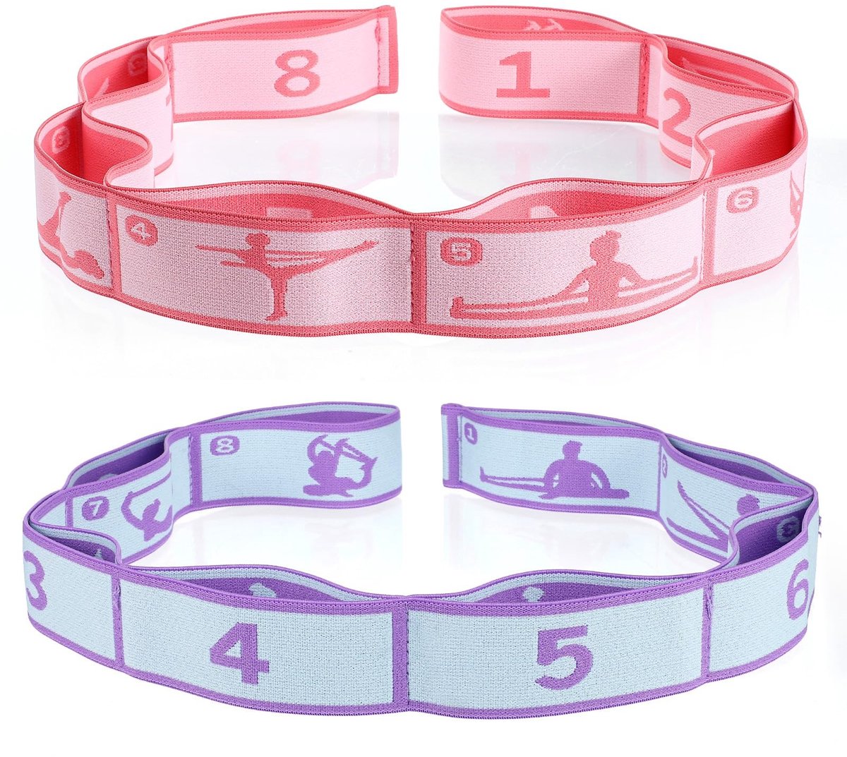 Dailygoods- Yoga Stretchband 2 Stuks - Elastische Weerstandsbanden - Fitnessbanden met Lussen - 90 cm Lang - Ideaal voor Yoga/Pilates - Hoogwaardig Materiaal - Weerstandsband