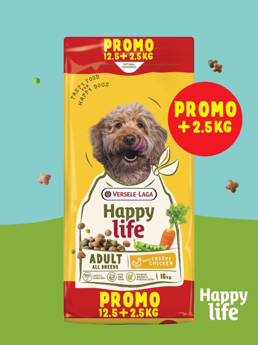 Happy Life Happy life - Adult Hondenvoer met Kip - 12,5kg+2,5kg Bonusbag