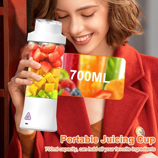 Draagbare Blender - Mini Mixer - Gezonde Drankjes Maken - Krachtige Motor 22.000 RPM - 700 ml - Wit — afbeelding 5