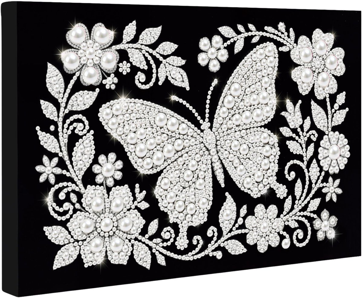 Adorzy Diamond Painting Op Canvas Vlinder Wit – Pearl Paintings - Diamond Painting Volwassenen – Diamond Painting Volledig Pakket