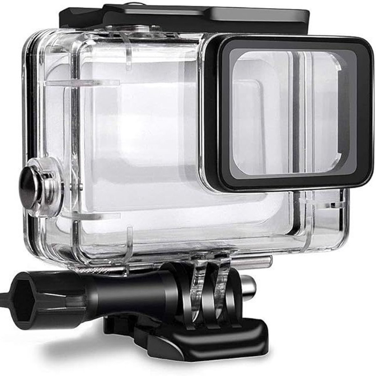 Waterdichte en schokbestendige behuizing geschikt voor GoPro Hero 5/6/7 actiecamera's, geschikt om mee te duiken.