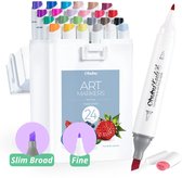 Ohuhu - Kaala Slim Broad & Fine - Alcohol based Art Markers - 24 Basic Tones kleuren