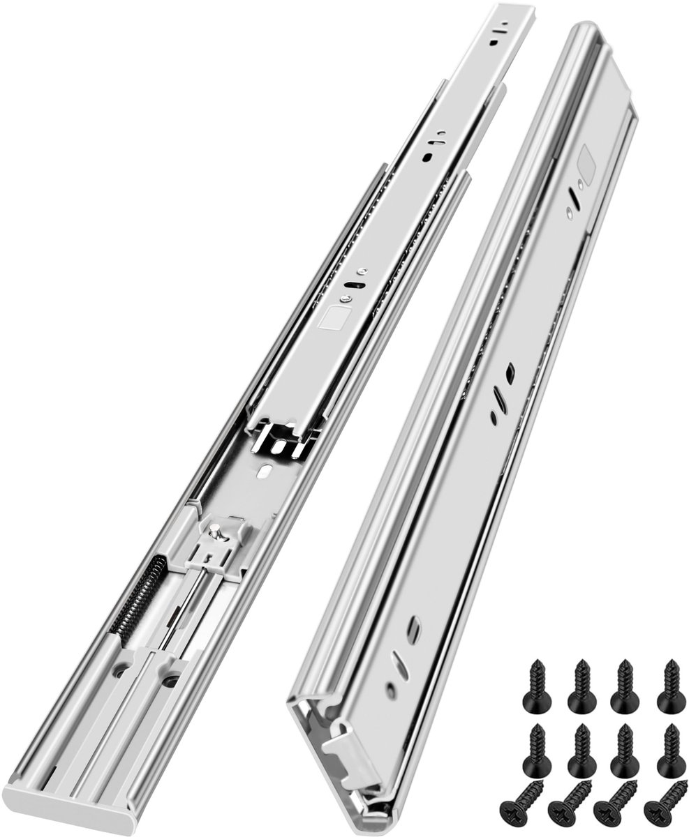 Dailygoods- Ladegeleiders 400 mm - Soft-Close - Onder- / Bodemmontage - Zacht sluitend - Hoogwaardige staal - 45 kg draagvermogen - Ladegeleider