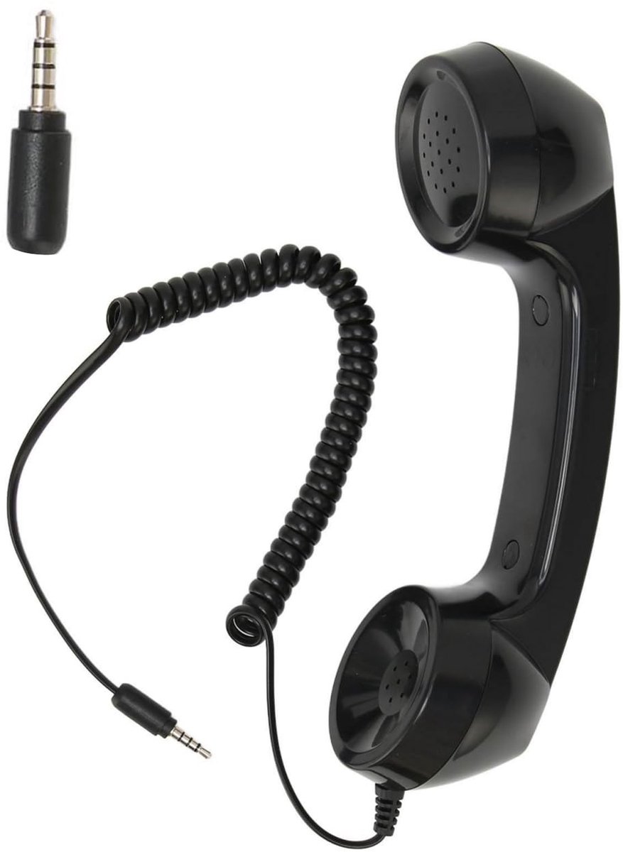 Dailygoods- Telefoonhoorn Retrostijl - 3,5 Mm Telefoonontvanger - Geluidsschakelaar - Volumeregeling - Opgerold Snoer 9 Voet - Superieure Geluidskwaliteit
