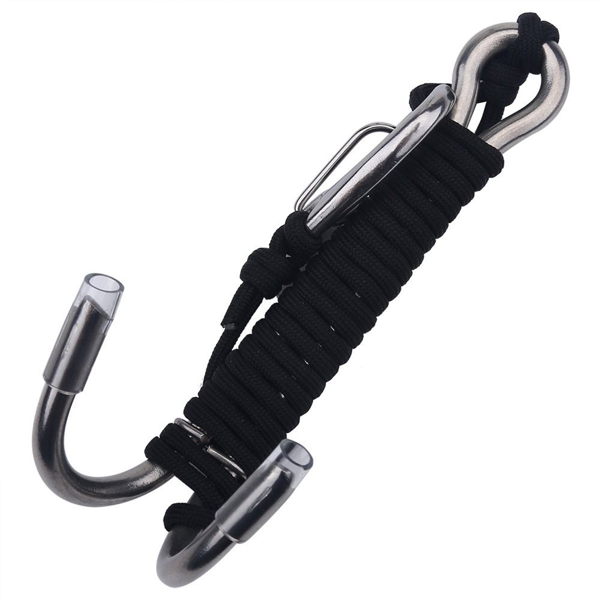 Dailygoods- Reef Haak Dubbele Haak - Roterende Koord - Roestvrij Staal - Duikaccessoire - Corrosiebestendig - Afmetingen 14 x 6 x 5 cm - Duikhaak
