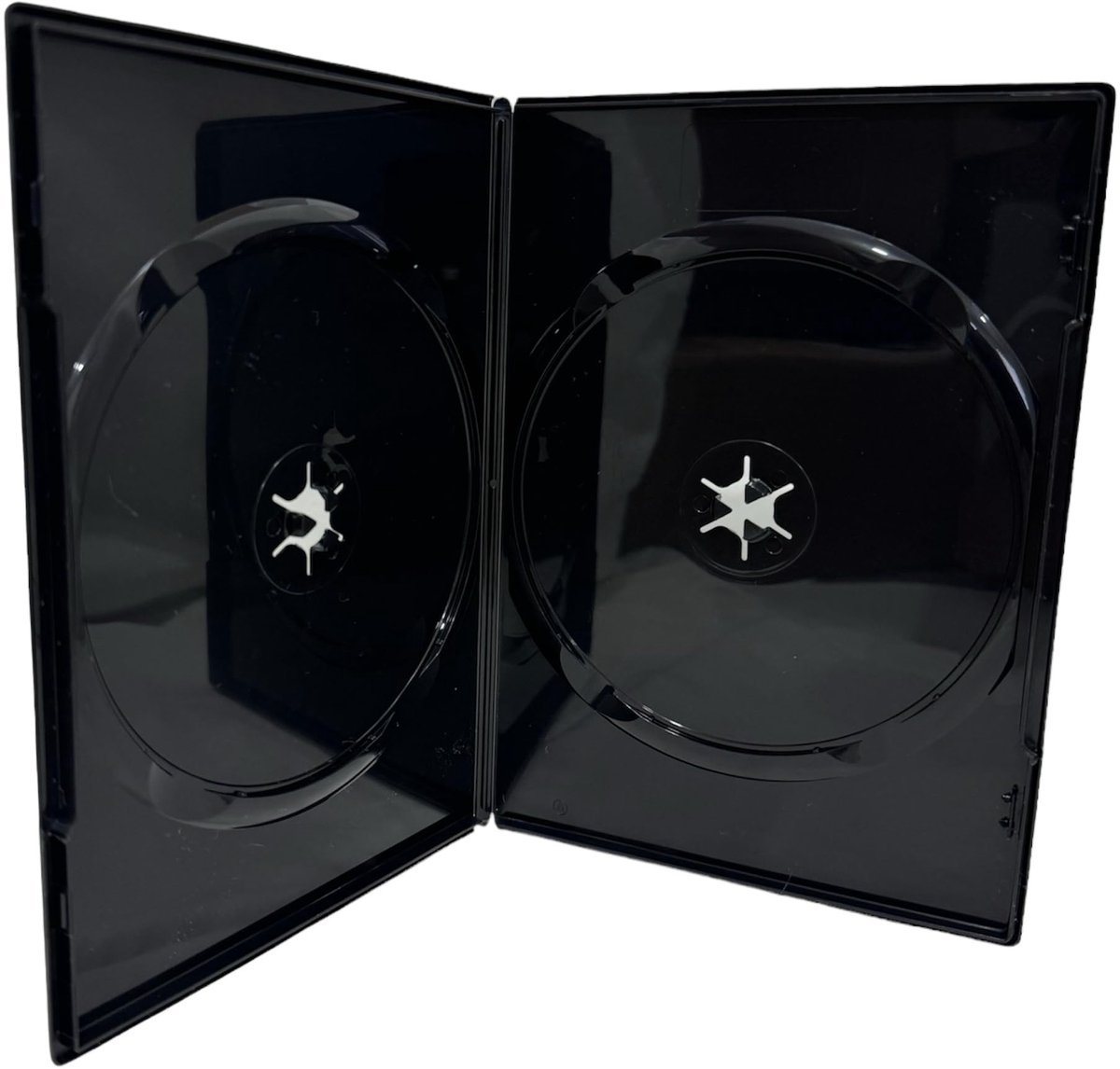 Dailygoods- DVD Case Dubbel Zwart - 7mm Rug - 2 Schijven - Milieuvriendelijk - Patented Hubs - Duidelijke Buitenwrap voor Inlay - Dvd Hoes