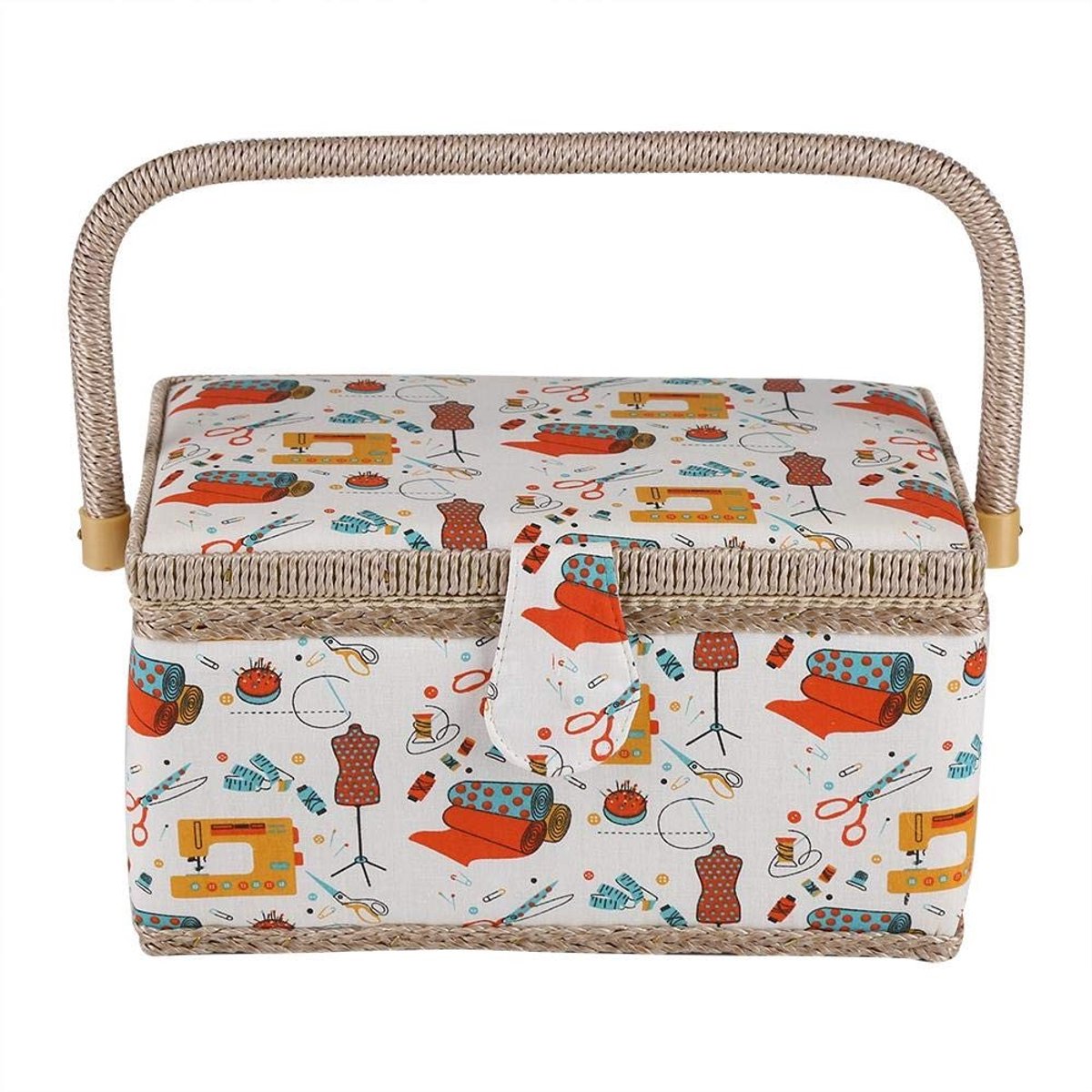 Dailygoods- Opbergdoos 27.8 x 18 x 14.5 cm - Opbergdoos met deksel - Opbergdoos met vakjes - Kleding organizer - Decoratieve opbergbox - Voor huis en reizen - Naaiaccessoires