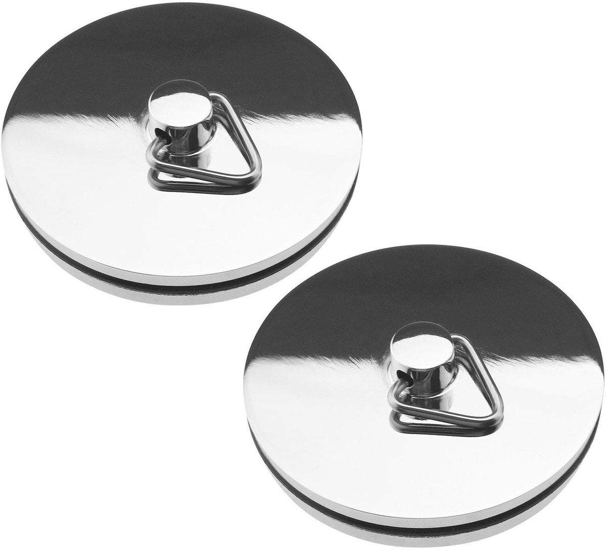 Dailygoods- Afvoerstopper Verchroomd Messing - 2x Bad Gootsteen Plug - 45mm Buitendiameter - Duurzaam - Automatische Afdichting - Gootsteenplug