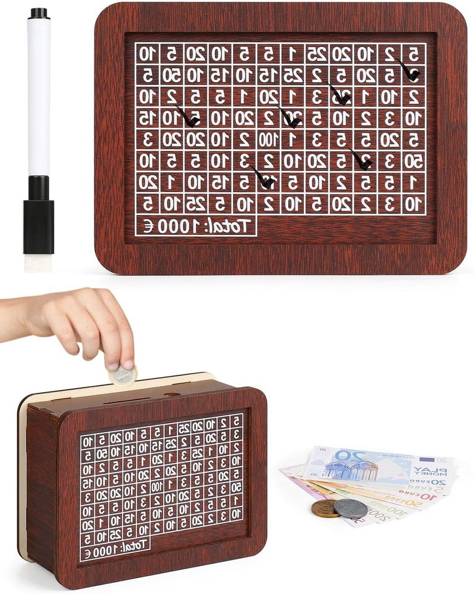 Houten Spaarpot met Telling, Herbruikbare Spaarpot voor Kinderen om Geld te Sparen en Educatieve Doelen te Bereiken