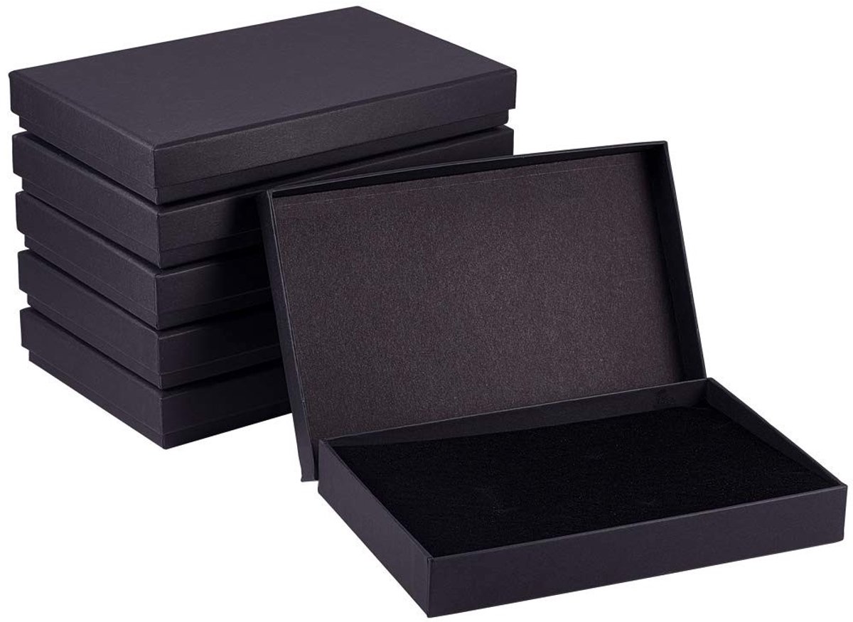 Dailygoods- Geschenkdozen - Zwart - Fluweel binnenkant - Karton - Diverse maten - Voor sieraden - Decoratief deksel - Sieradendoos