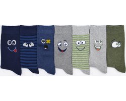 Kindersokken - 7 paar jongens sokken - MULTIPACK - maat 31/34 - assortiment kleuren met oogjes