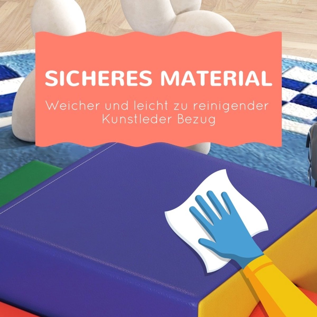 YYchan Zachte Speelblokken - 4-delige Foam Klim- en Glijset - Kunstleer - Multicolor - 1-3 jaar