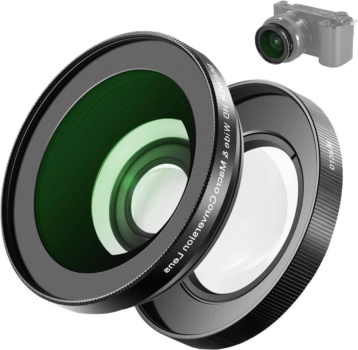 40.5mm HD Groothoeklens voor Sony ZV-1F, ZV-E10, A5000 en A6000 - 2-in-1 18mm Groothoek en 10x Macro Lens met Extensie, Geschikt voor Fotografie en Videografie
