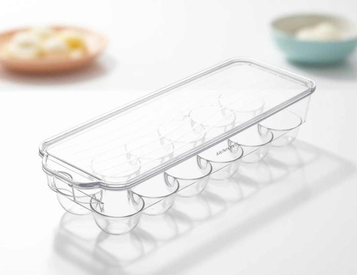 ElleMooi Koelkast eierhouder - 12 eieren - doorzichtig plastic - 32,5 x 11,5 cm
