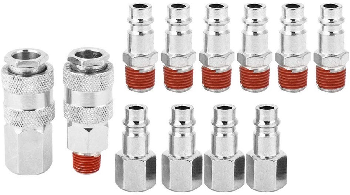 Dailygoods- Lucht Slang Connector - 12 Stuks - Snelle Ontkoppeling - Pneumatische Aansluitingen - Corrosiebestendig - Eenvoudig te Gebruiken - Luchtconnector
