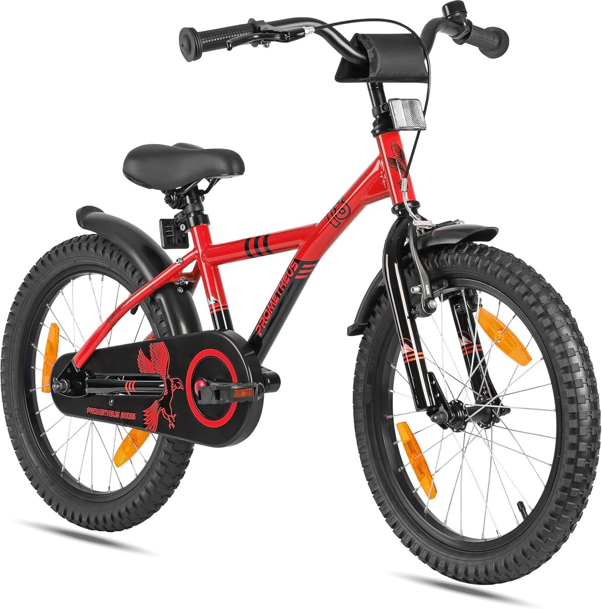 Kinderfiets - Jongensfiets Meisjesfiets - Leren Fietsen - Dubbel Remsysteem - 18 Inch - Rood Zwart