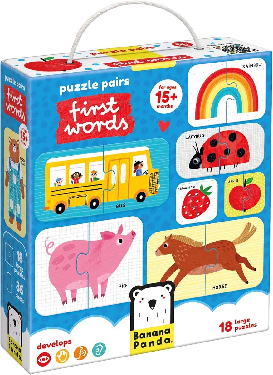 Peuter Puzzels - Eerste Woorden - Vroeg Leren - 18 Dubbele Puzzels - 36 Stukjes - Meerkleurig