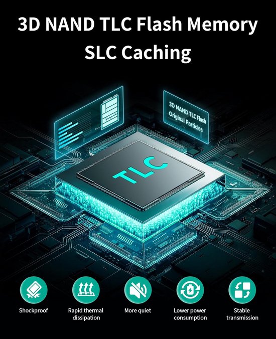 Interne SSD Schijf - Harde schijf - Sneller computeren - 3D NAND technologie - 2TB opslag - Zwart — afbeelding 5