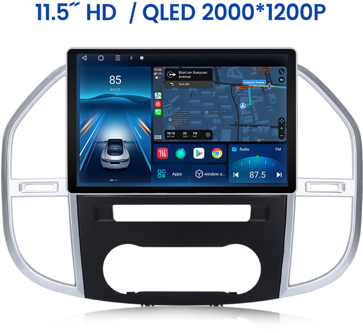 Junsun Android Autoradio Geschikt Voor Mercedes Benz Vito 3 W447 2014-24 Accessoires, 2GB+32GB, Draadloze CarPlay & Andriod Auto, DAB+, GPS-navigatiesysteem, Bluetooth, Stuurwielbediening, WiFi, 11.5-inch Touchscreen, DSP, 4G, Octa-core processor