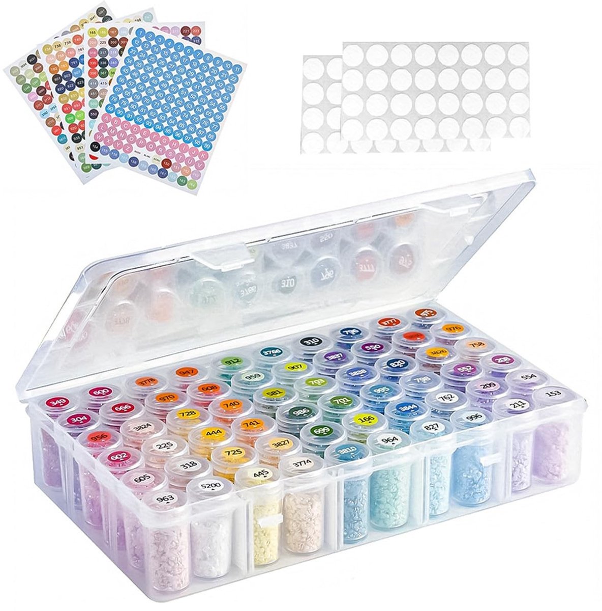Dailygoods- Opbergdoos met deksel - Multifunctionele Sieradendoos - Anti-oxidatie Doos - Stevige Plastic Opbergdoos - Gekleurde Stickers