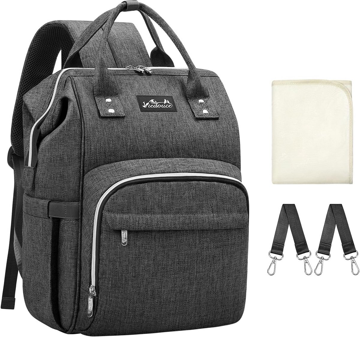 Luierrugzak - Babytas Organizer - Praktisch Opbergen - Waterdicht Oxford Materiaal - 17 x 27 x 39 cm - Donkergrijs