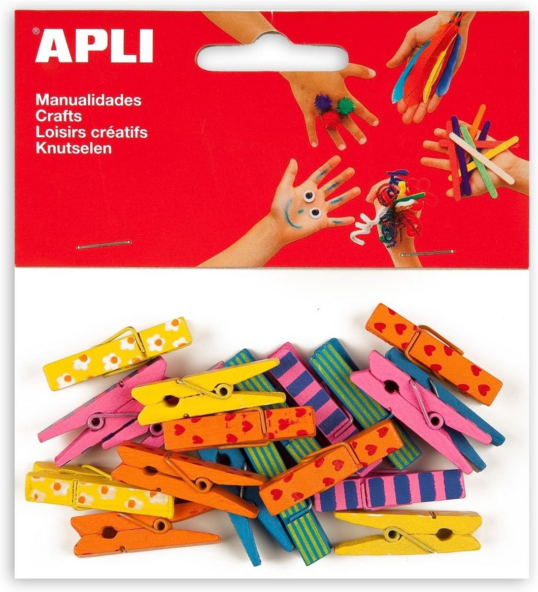 Houten Pincet - Mini Pincet - Kantoor Werk - Gestempeld Design - 20 stuks - Miniclips