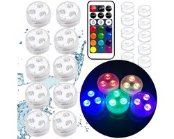Onderwater LED Lampjes - Dooze Kaarsen - Sfeer Creëren - Afstandsbediening - 10 Stuks - RGB
