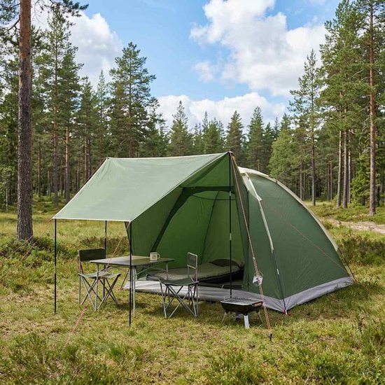 vidaXL - Kamperen - tent - 4-persoons - Groen - Polyester - en - Staal — afbeelding 3