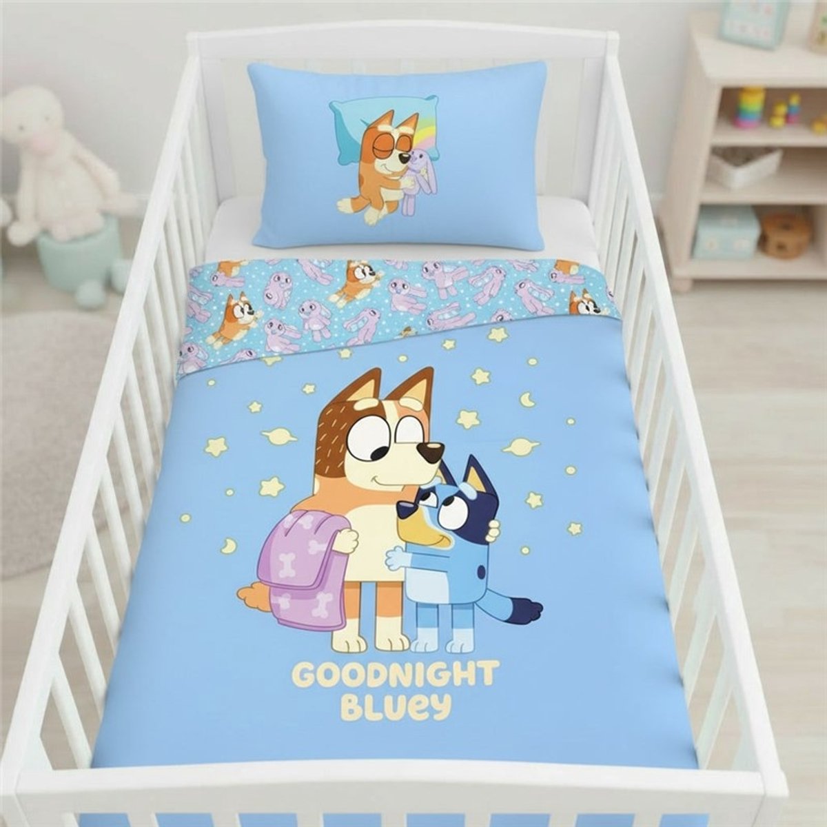 Bluey BABY Dekbedovertrek - Goodnight Blues - 100 x 140 + 40 x 60 cm - Katoen