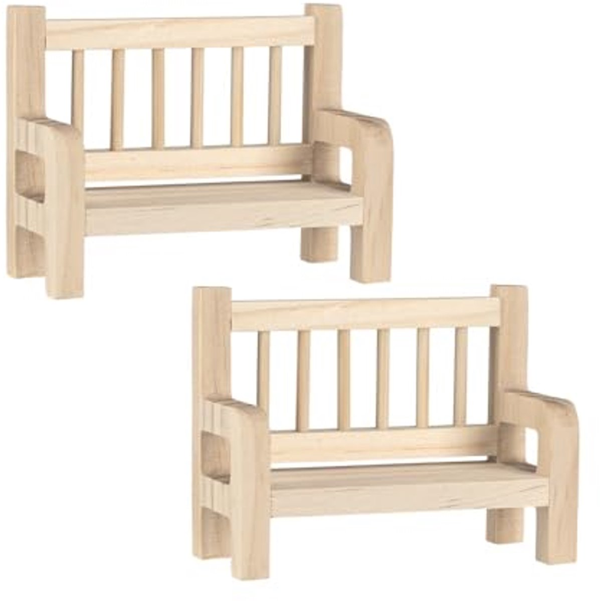 Miniatuur Houten Bankjes - Modelbouw Zitbankjes - Scènes Maken - Gedetailleerd Ontwerp - 2 Stuks 8 cm - Bruin
