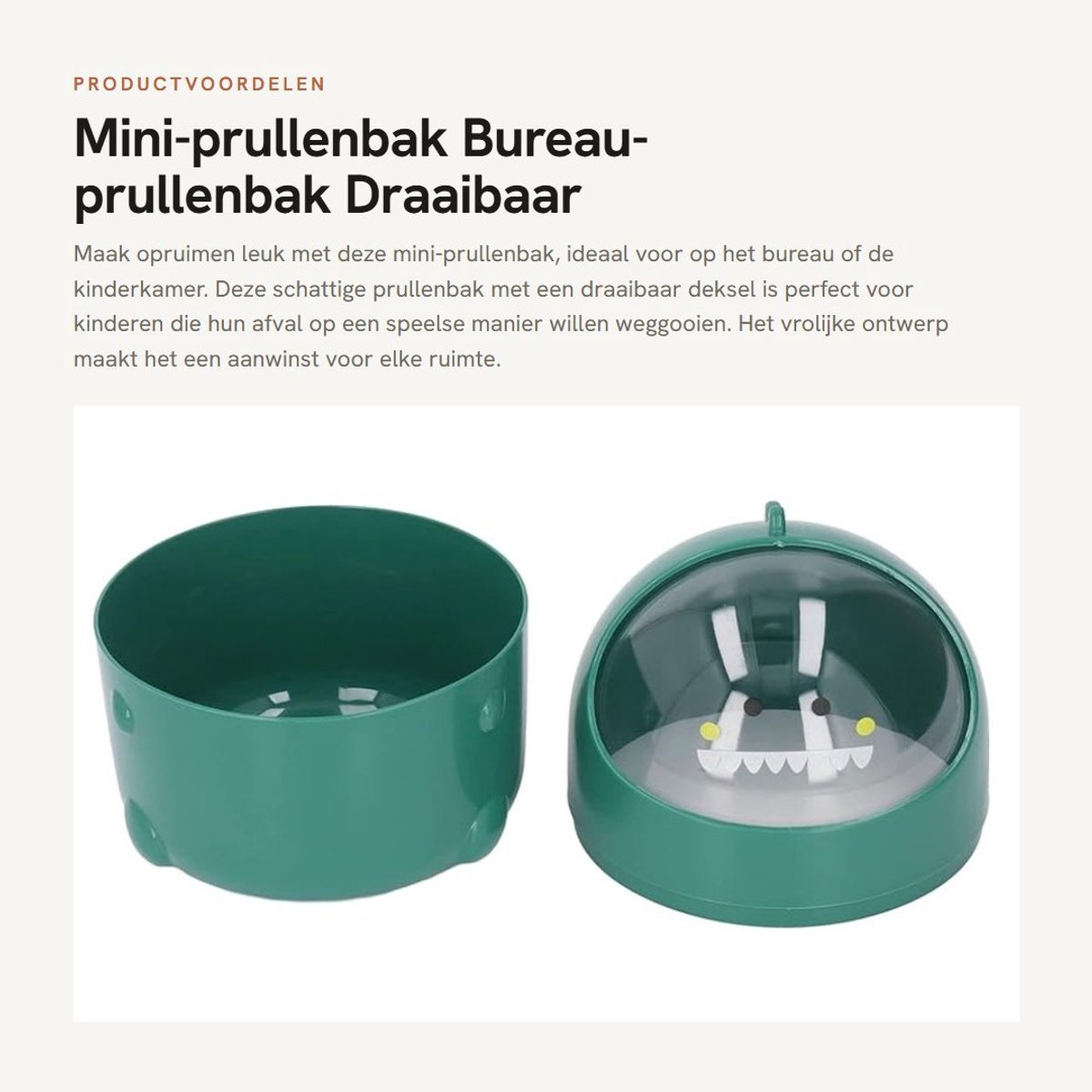 Dailygoods- Mini Prullenbak Draaibaar Deksel - Bureau Prullenbak - Desktop Prullenbak - Prullenbak voor Kinderen - Schattig Design - Plastic Materiaal - Bureauprullenbak