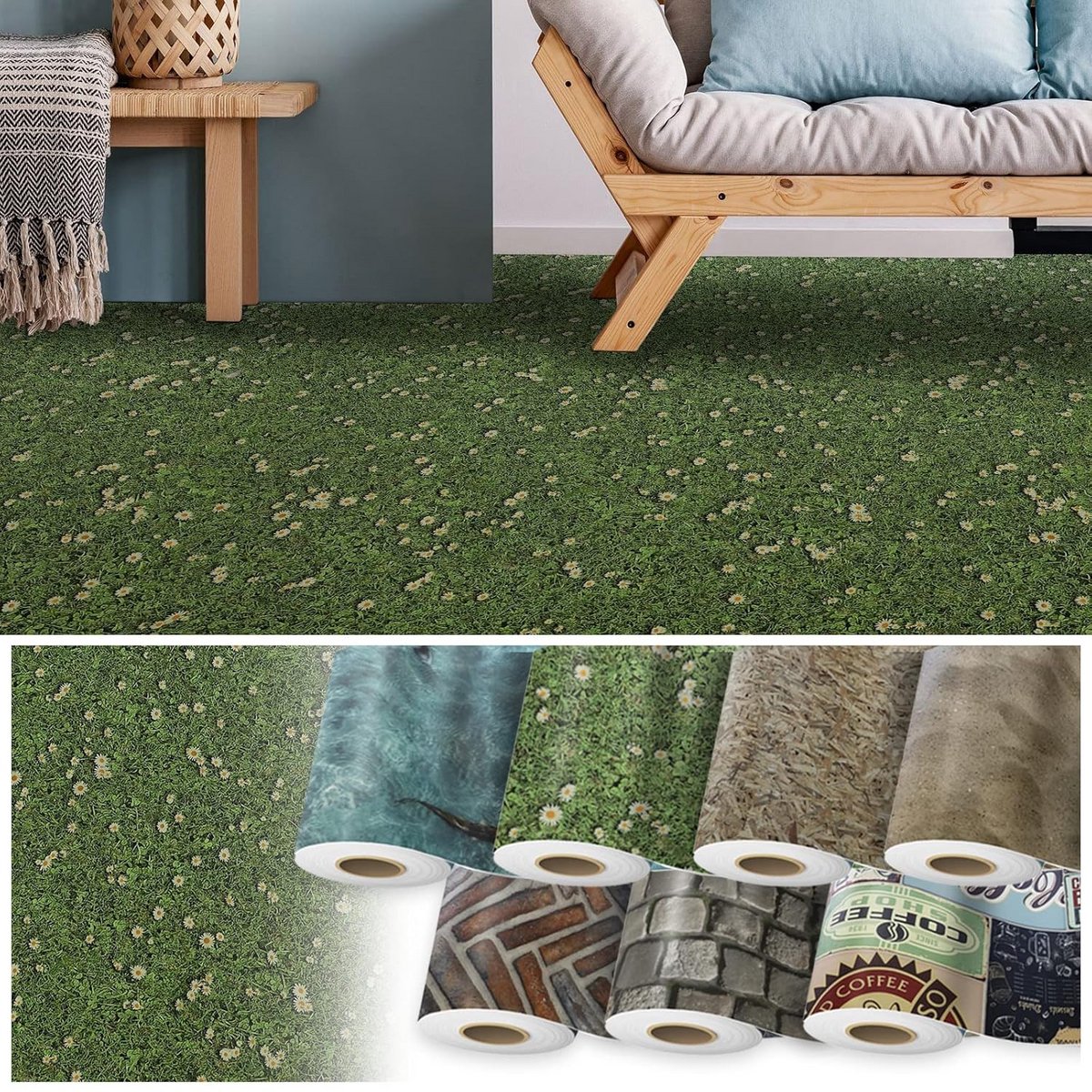 Vloerbedekking - Vinyl laag - Woonkamer inrichten - 3D design - Op maat - Meerdere designs