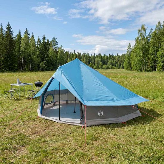 vidaXL - Tipi - Tent - met - dak - Blauw - 800 - x - 800 - x - 430 - cm - Polyester - en - Staal van Vidaxl — afbeelding 3