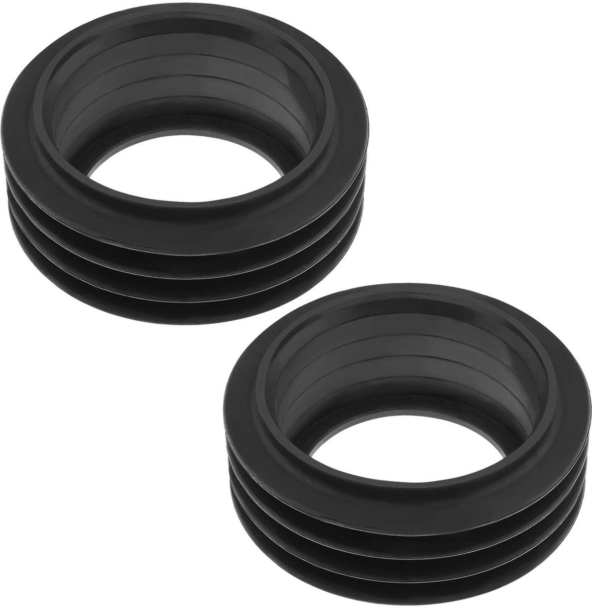 Dailygoods- Pijpconnector Rubber - 2 Stuks - Binnendiameter 36-47 mm - Afvoerpijp 48-50 mm - Toilet Inlaat 58-60 mm - Duurzaam Materiaal - Afvoerconnector