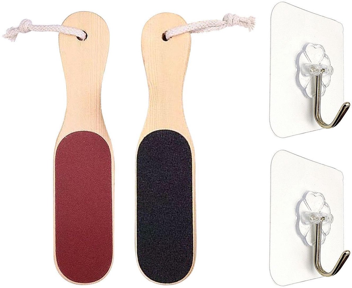Dailygoods- Voetmassageapparaat - Professionele Voetvijl - Hielvijl - Puimsteen - Voetschuurmachine - Massief Hout - 2 Stuks - Voetverzorging