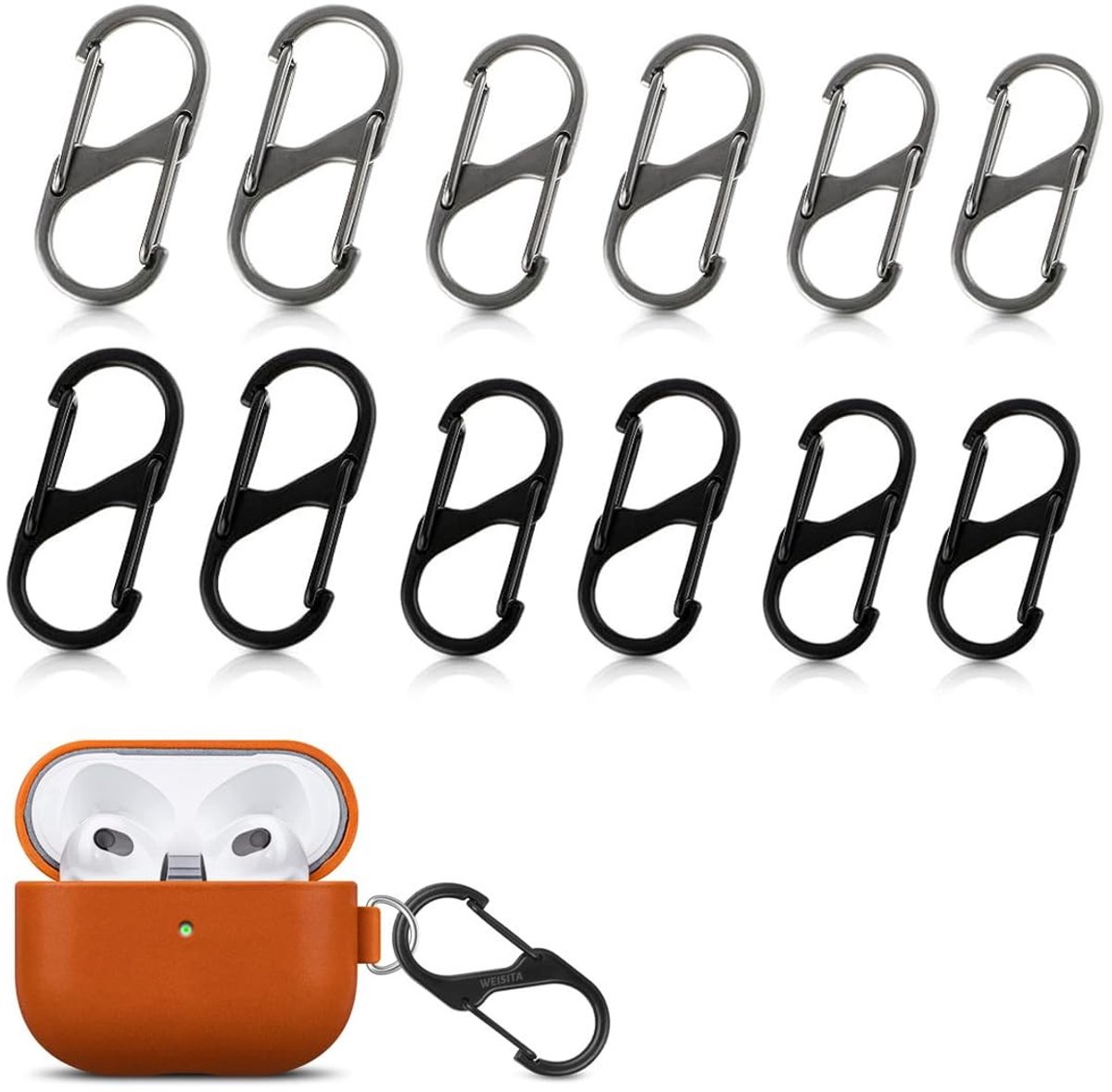 Dailygoods- Karabijnhaak Zwart - Karabijnhaak Klein - Karabijnhaak Sleutelhanger - Musketonhaak - Ritstrekker - 12 Stuks - Ritshanger